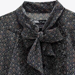 Zara Printed Jumpsuit Dress with Bow Tie NWT